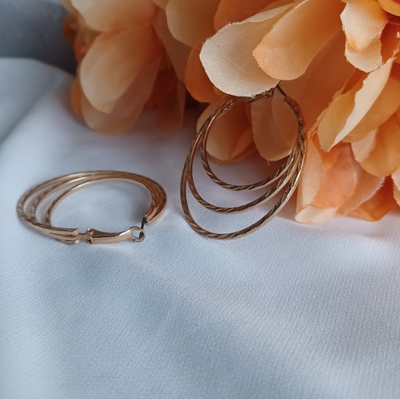 Golden Spiral Hoop Earrings - Picture 6 of 15